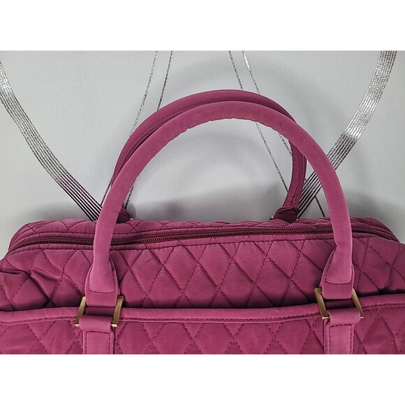 Vera Bradley Pink Quilted Duffel Shoulder Bag Purse Travel Tote Hawthorn Handbag - Picture 2 of 15